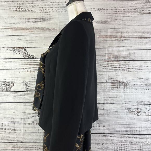 Evan Picone 3pc Skirt Suit size 8 Blazer Scarf Black Gold Equestrian Career - Picture 10 of 15